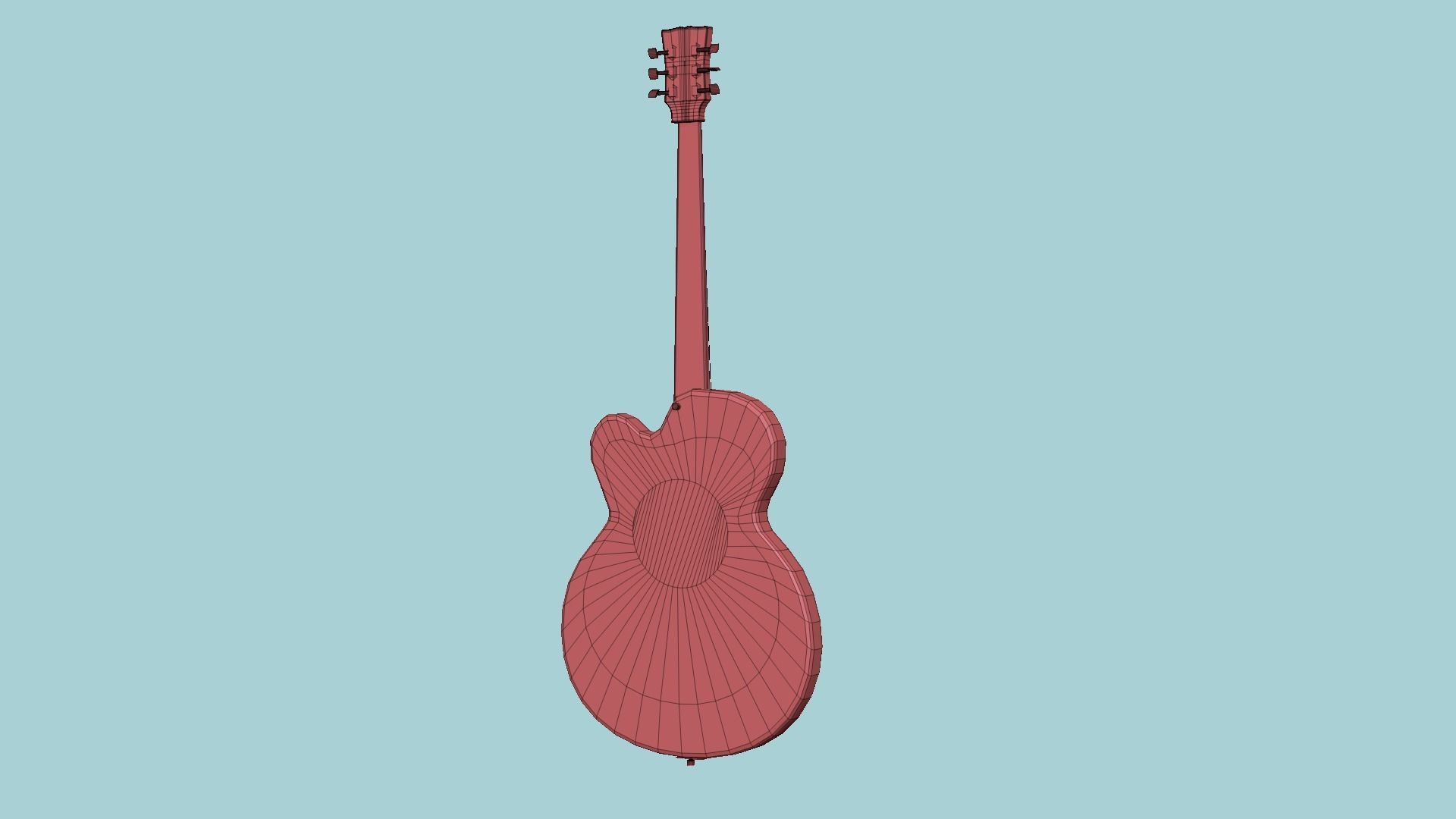 Electric Guitar J08 Red Wood - Music Instrument Design Low-poly 3D model_16