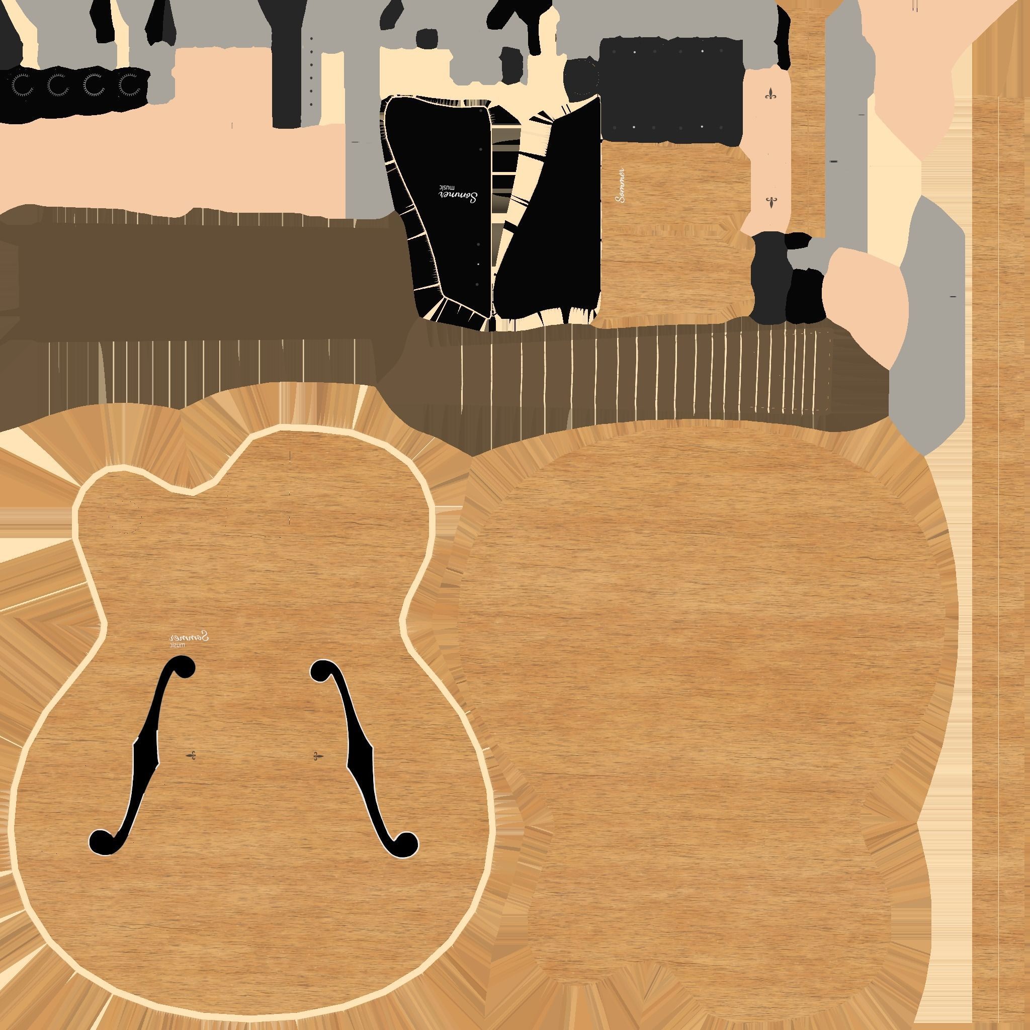 Electric Guitar J09 Light Wood - Music Instrument Design Low-poly 3D model_20