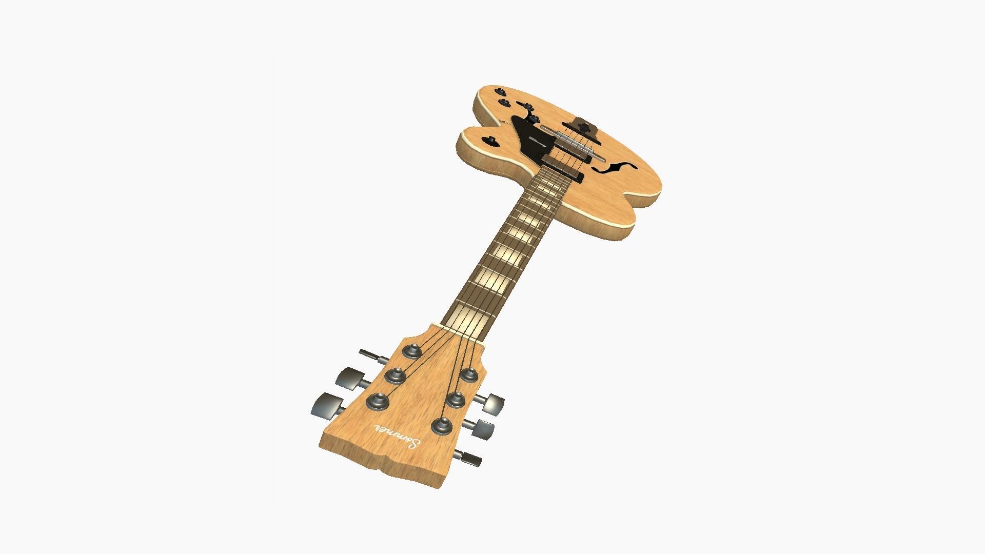 Electric Guitar J09 Light Wood - Music Instrument Design Low-poly 3D model_3