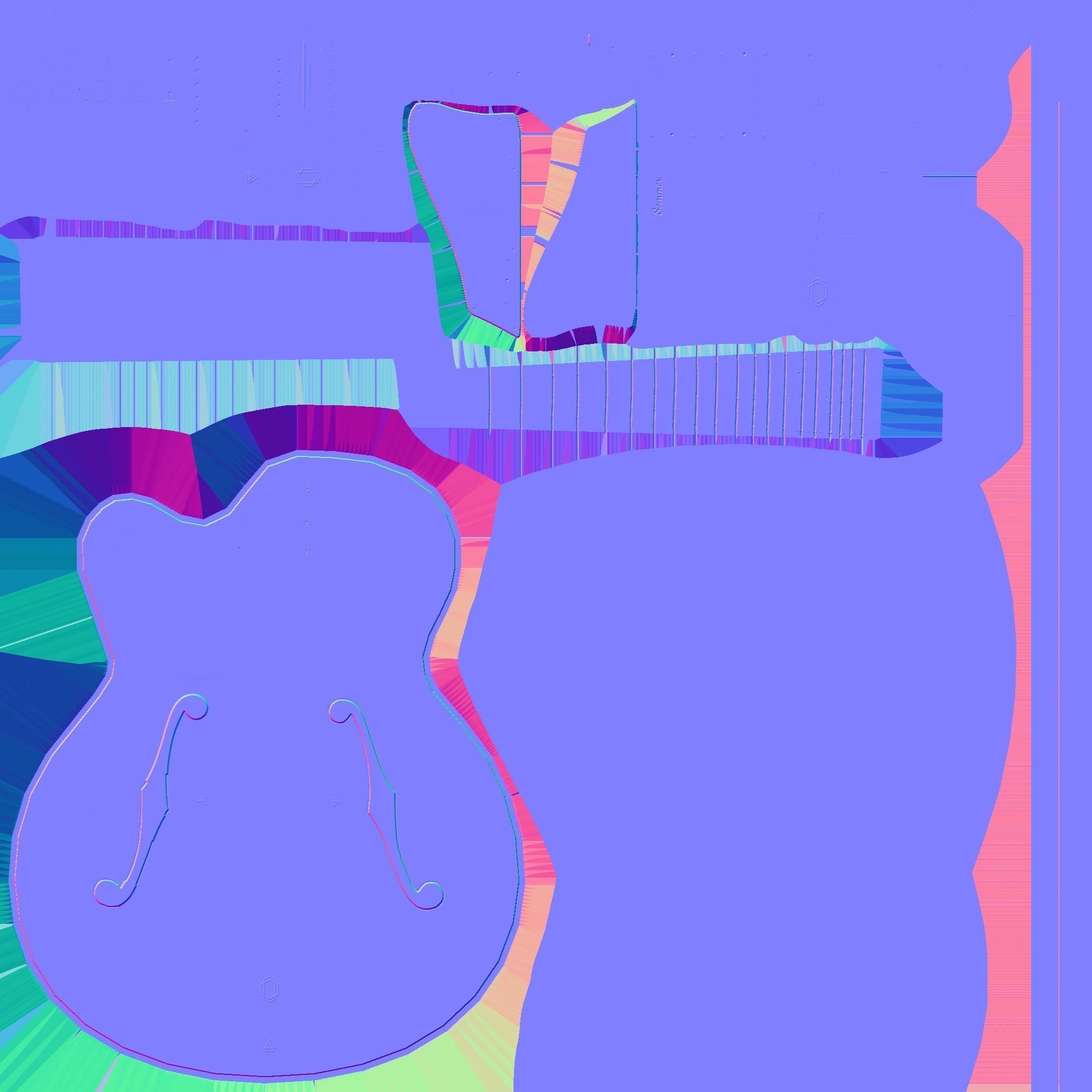 Electric Guitar J09 Light Wood - Music Instrument Design Low-poly 3D model_23