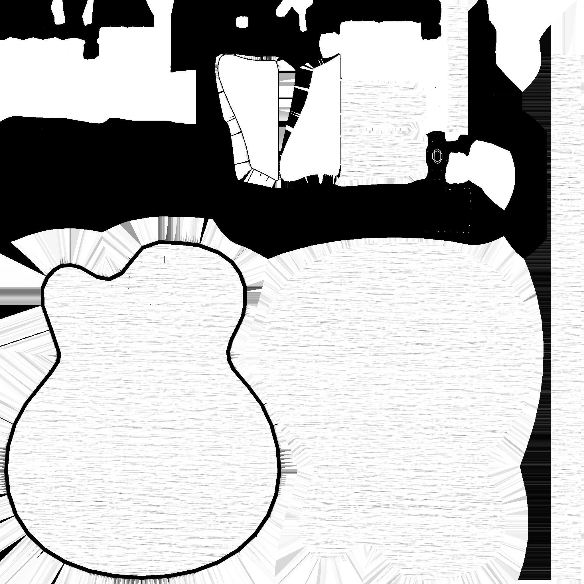 Electric Guitar J10 Wood Black - Music Instrument Design Low-poly 3D model_19