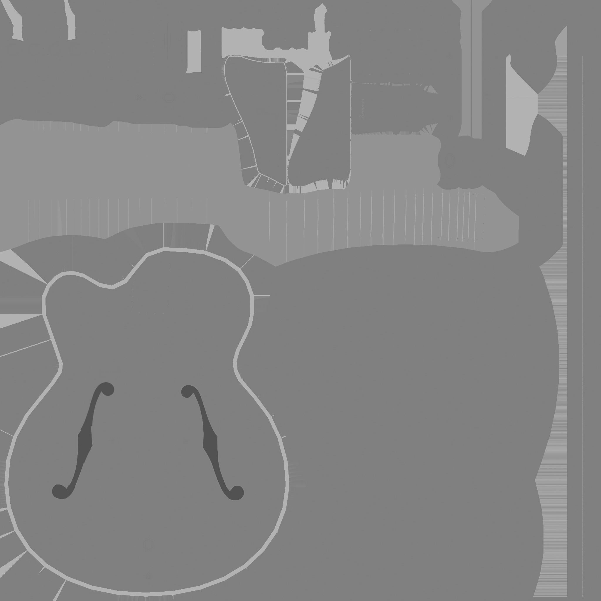 Electric Guitar J10 Wood Black - Music Instrument Design Low-poly 3D model_21