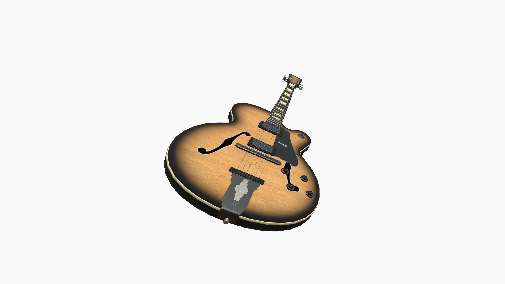 Electric Guitar J10 Wood Black - Music Instrument Design Low-poly 3D model_2