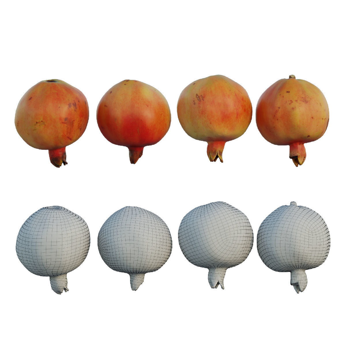 Pomegranate four pomegranates 3D model_1