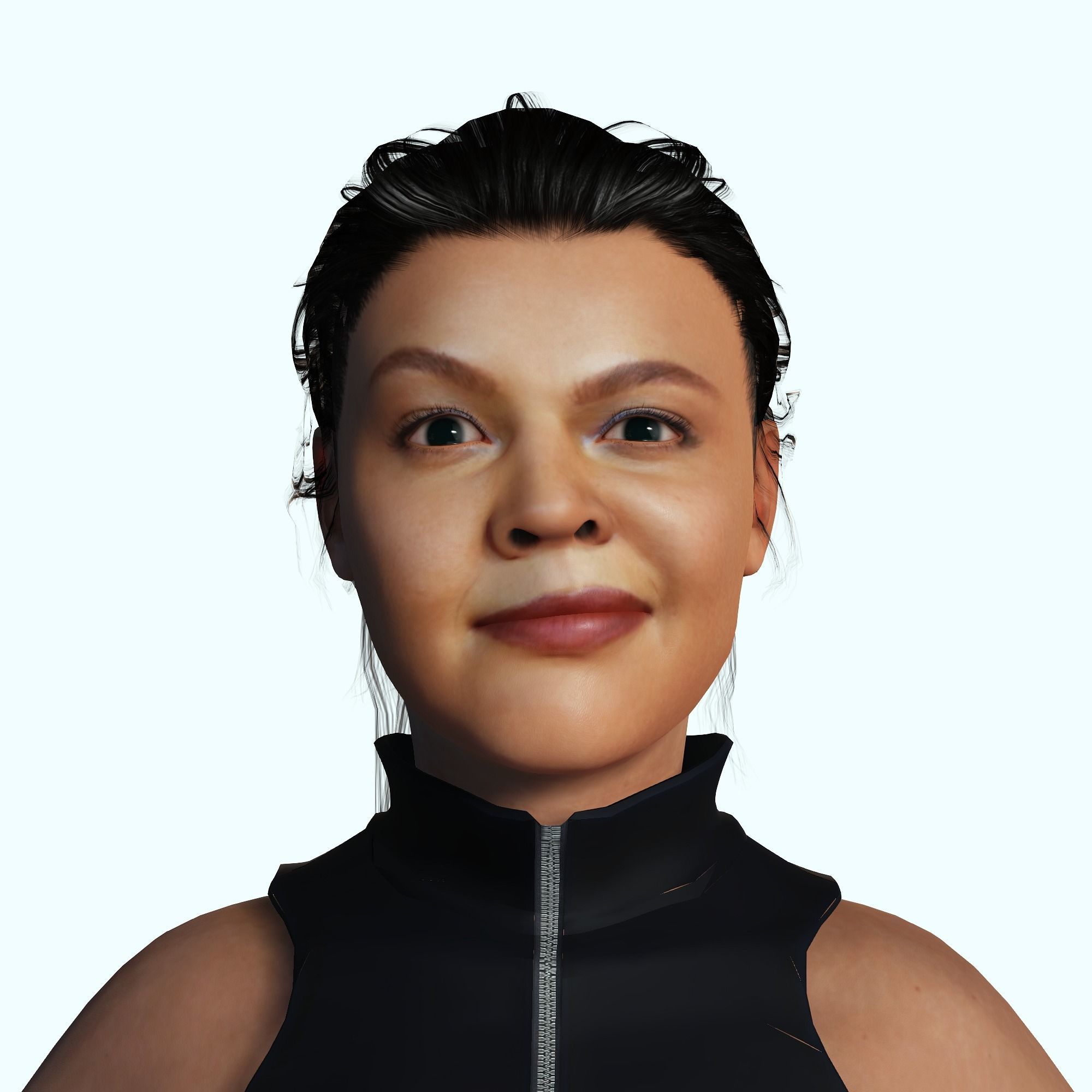 Tessa Thompson 3D Rigged model ready for animation Low-poly 3D model_16
