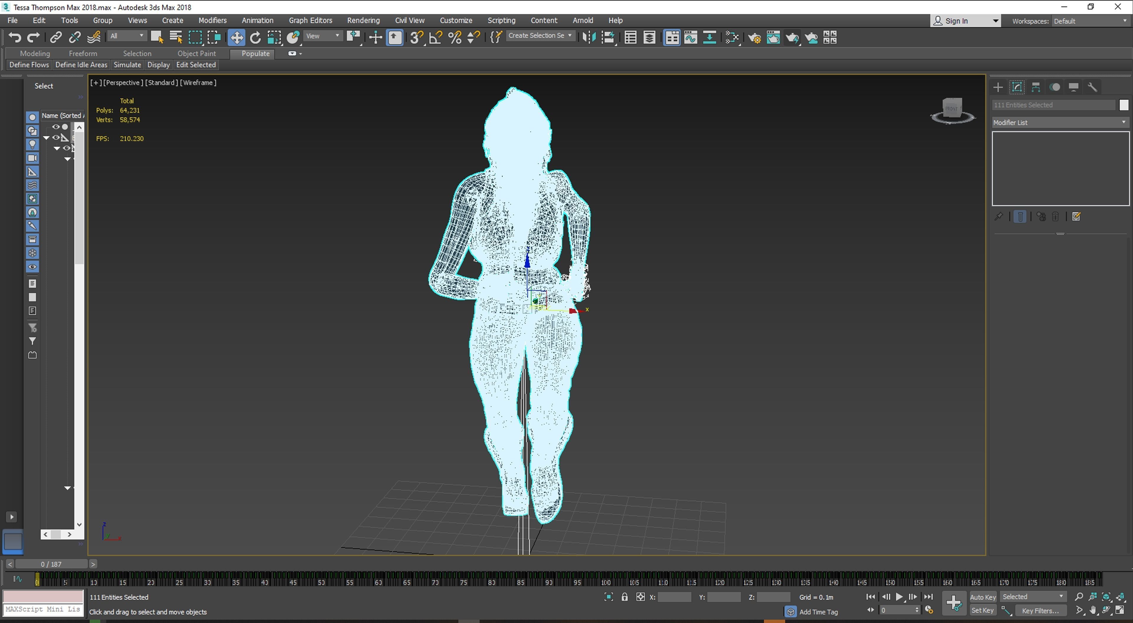 Tessa Thompson 3D Rigged model ready for animation Low-poly 3D model_12