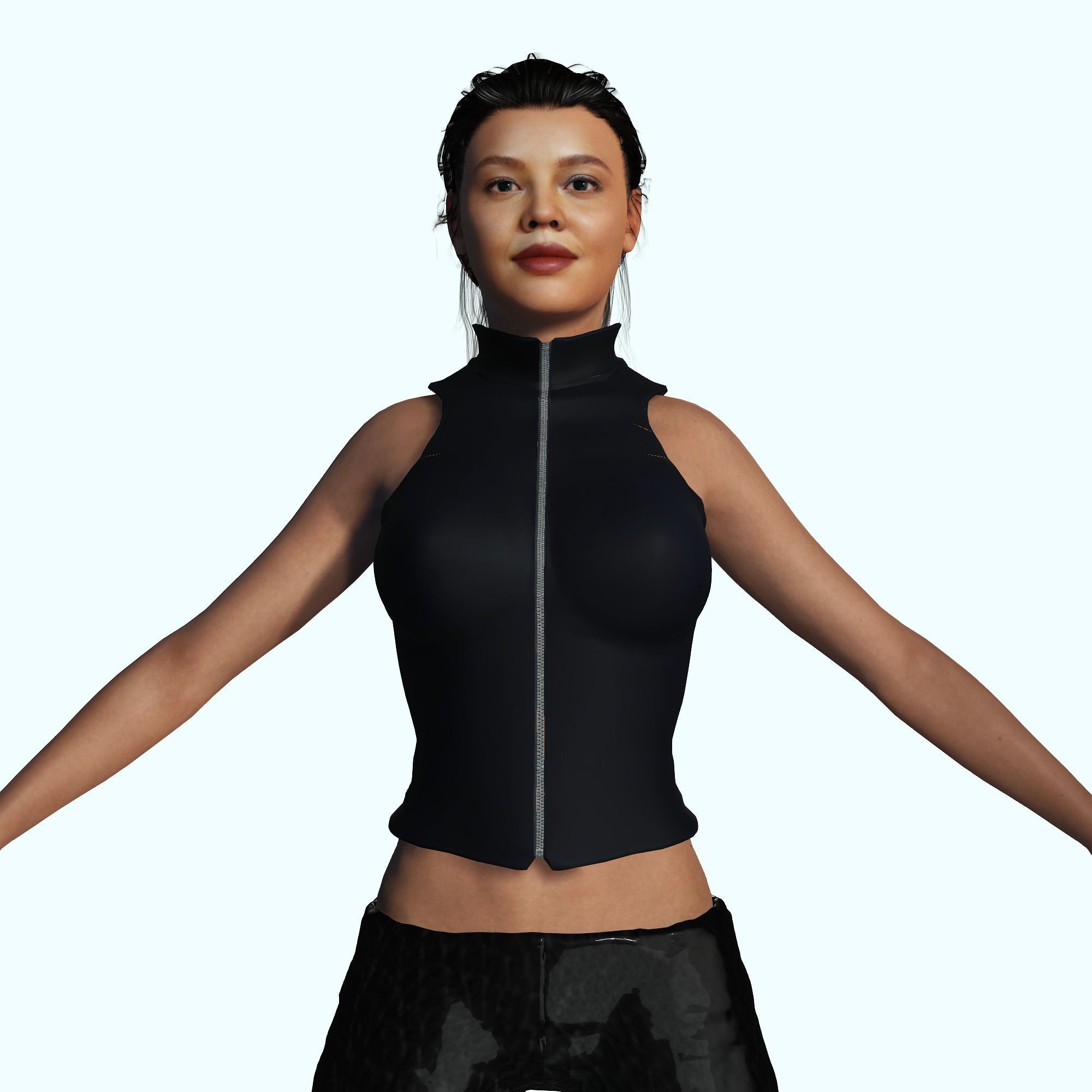 Tessa Thompson 3D Rigged model ready for animation Low-poly 3D model_3