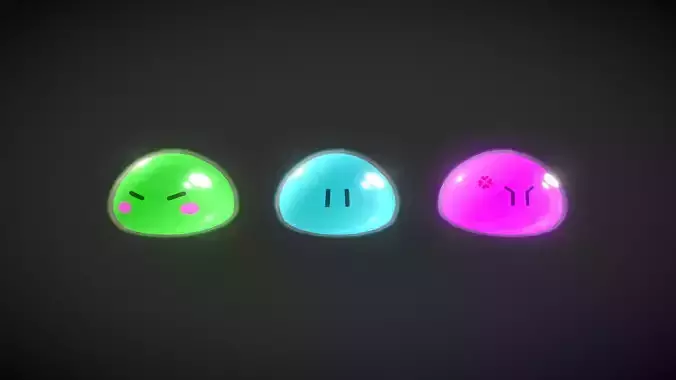 Slime three colorful eggs Low-poly 3D model