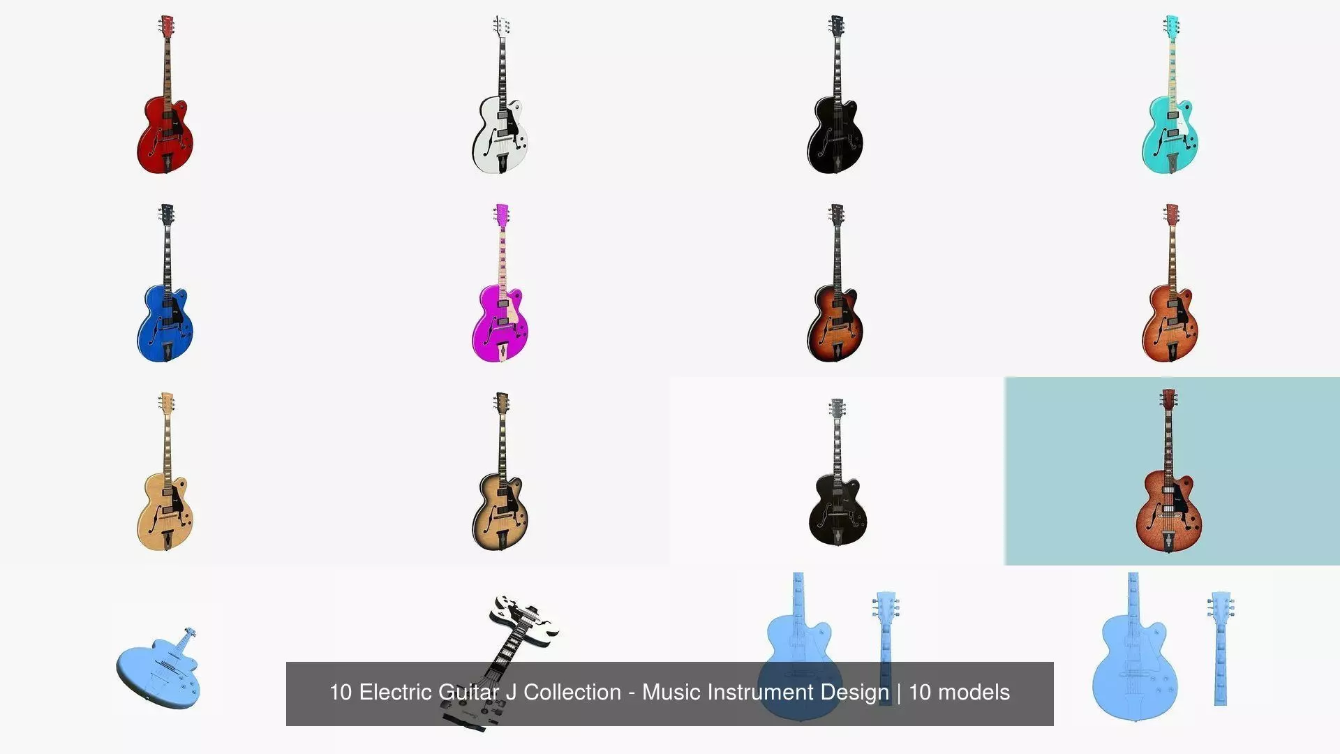 10 Electric Guitar J Collection - Music Instrument Design _1