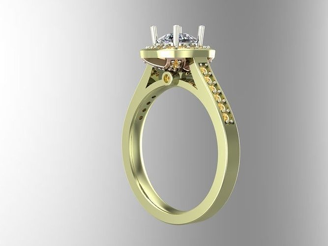 Rings gold engagement ring with diamonds 3D print model
