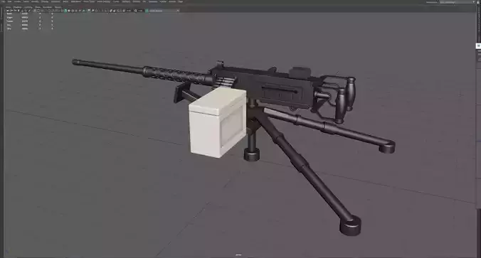 machine gun Subdiv model with UVs