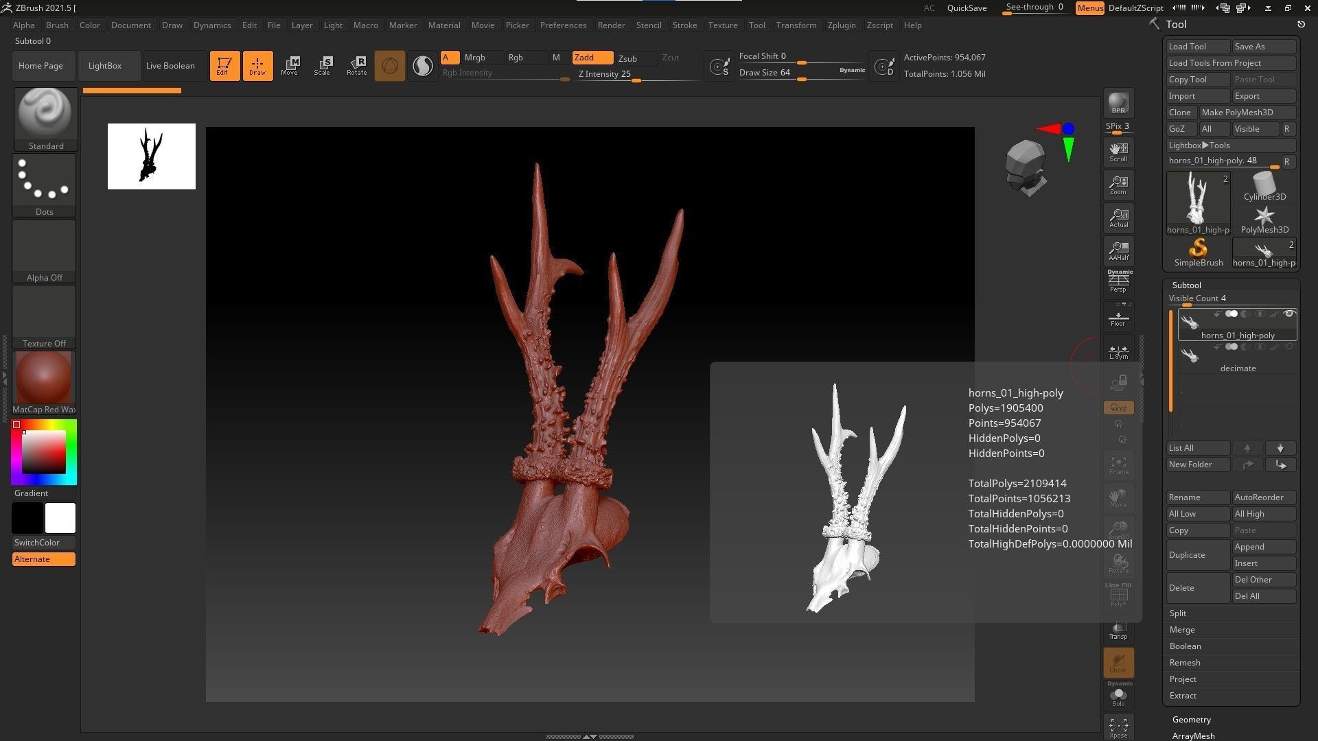 Deer skull with horns 01 high-poly 3D model_35