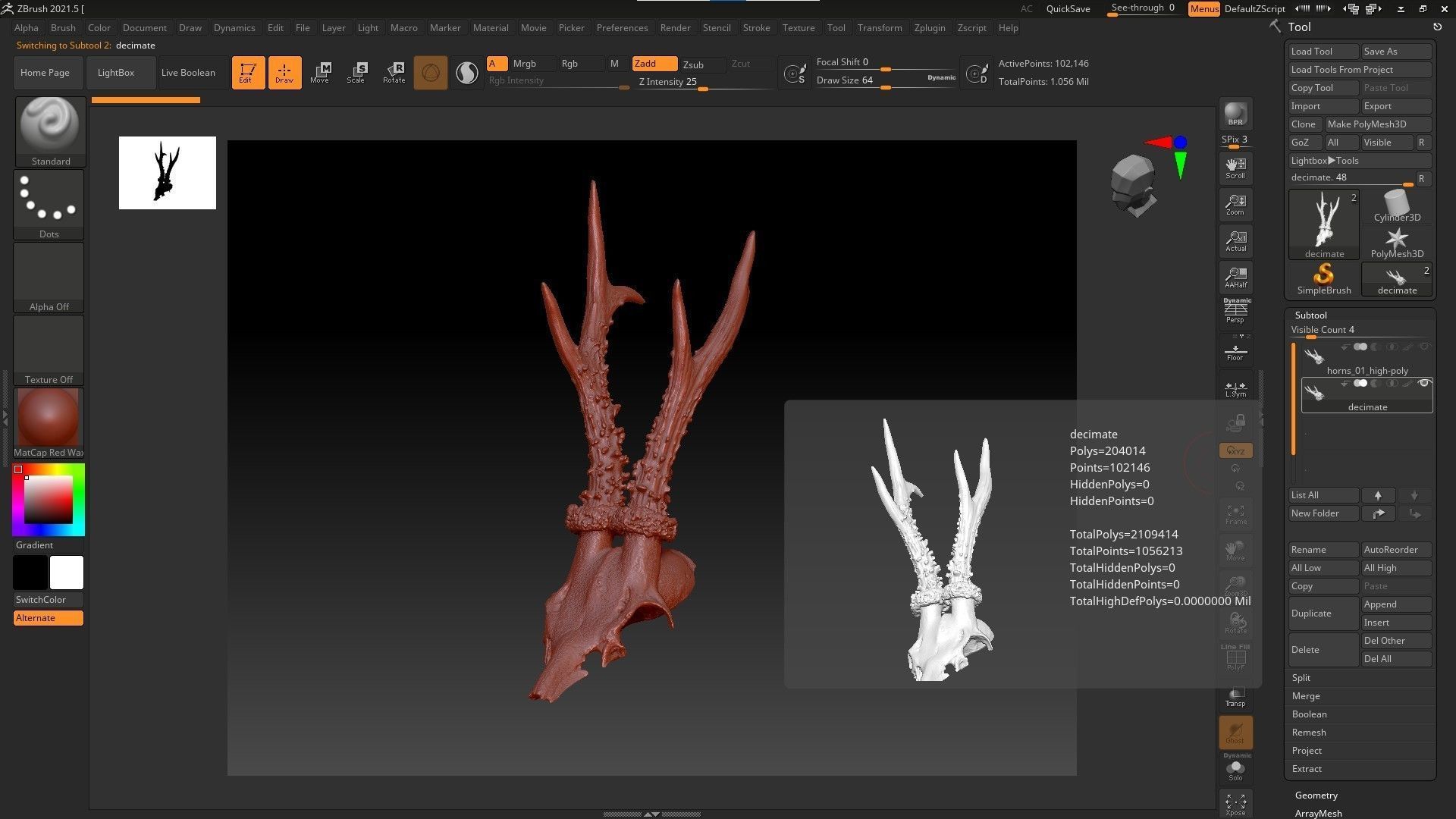 Deer skull with horns 01 high-poly 3D model_36