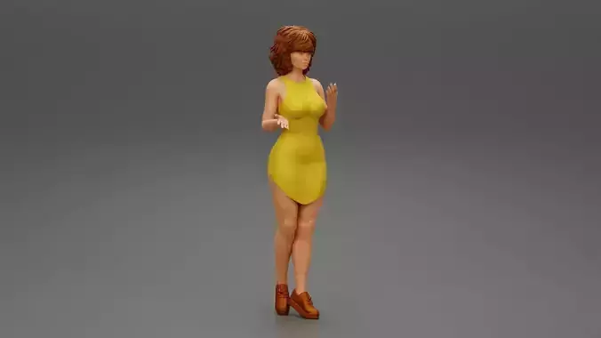 Elegant Young Woman Short Haircut Posing in dress