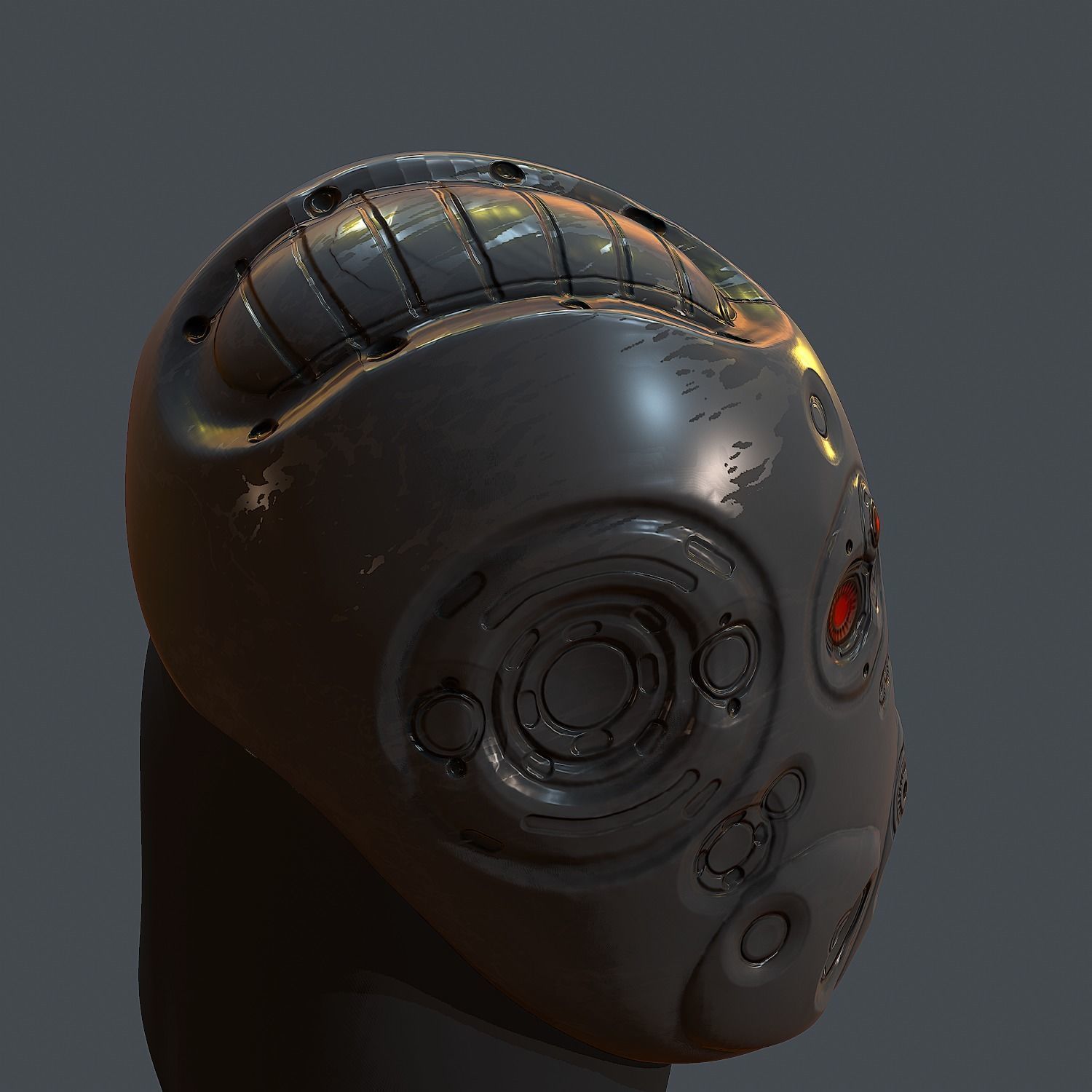 Gas mask helmet 3d model scifi Low-poly Low-poly 3D model_3