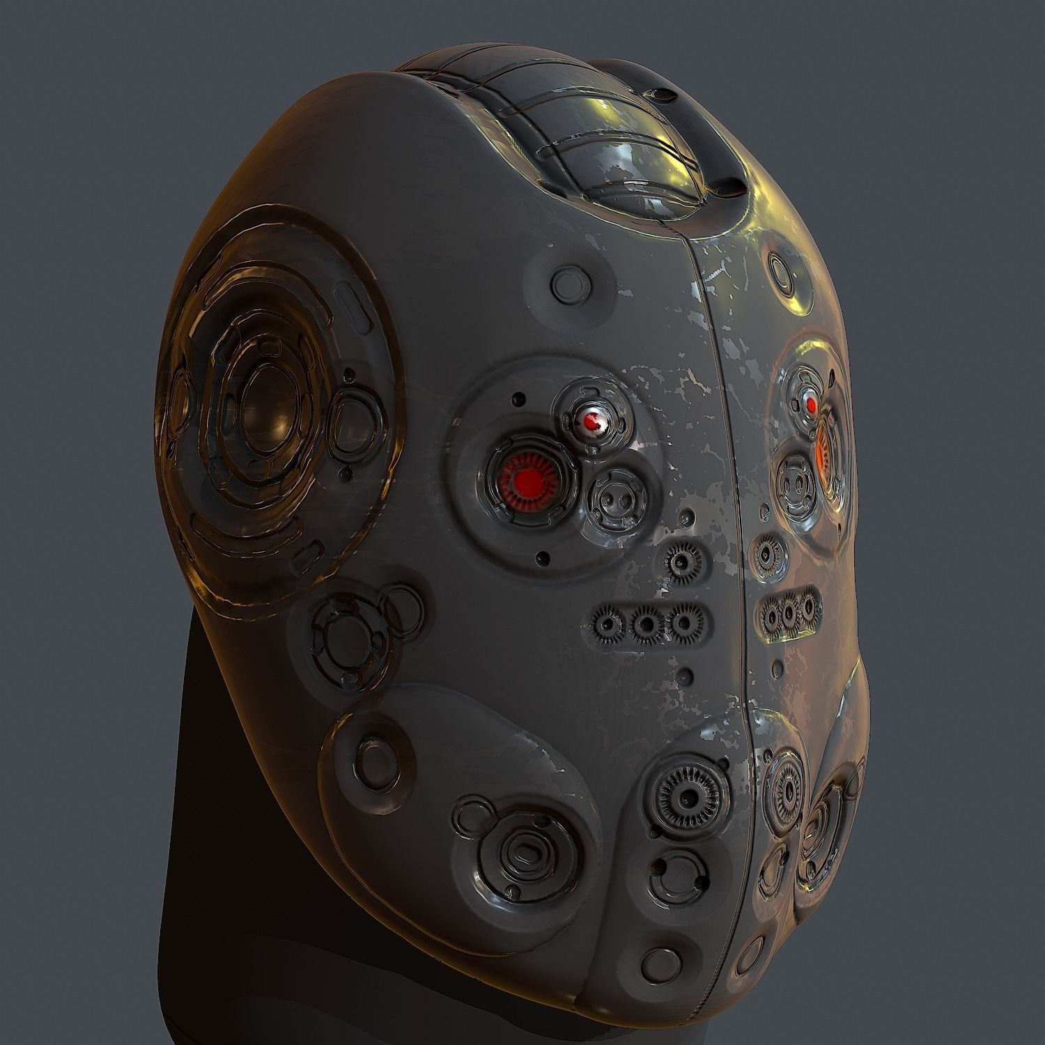 Gas mask helmet 3d model scifi Low-poly Low-poly 3D model_2