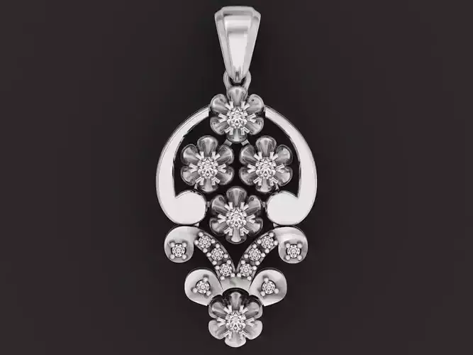 pendant with flowers and diamonds