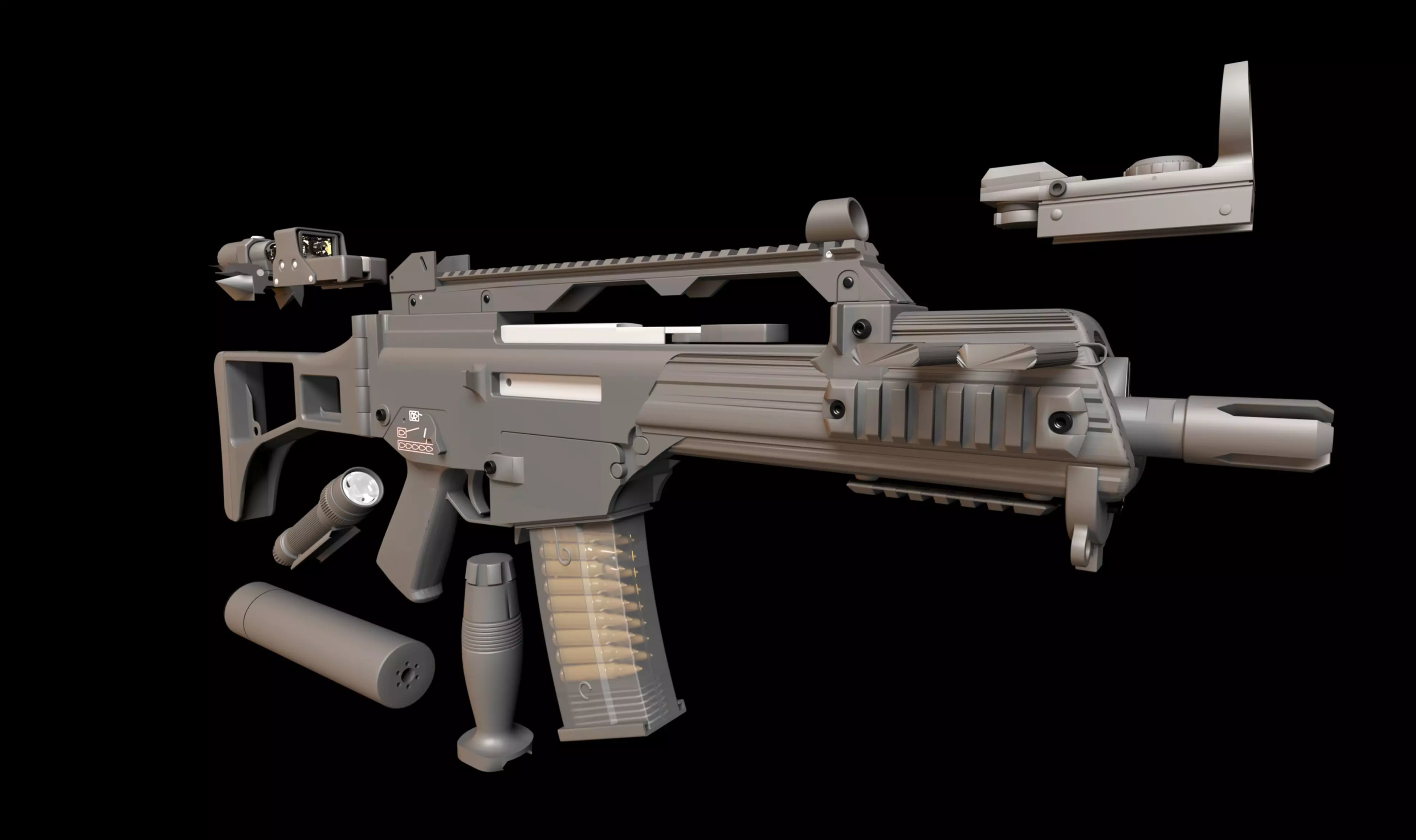 Automatic HK G36C 3D model_0