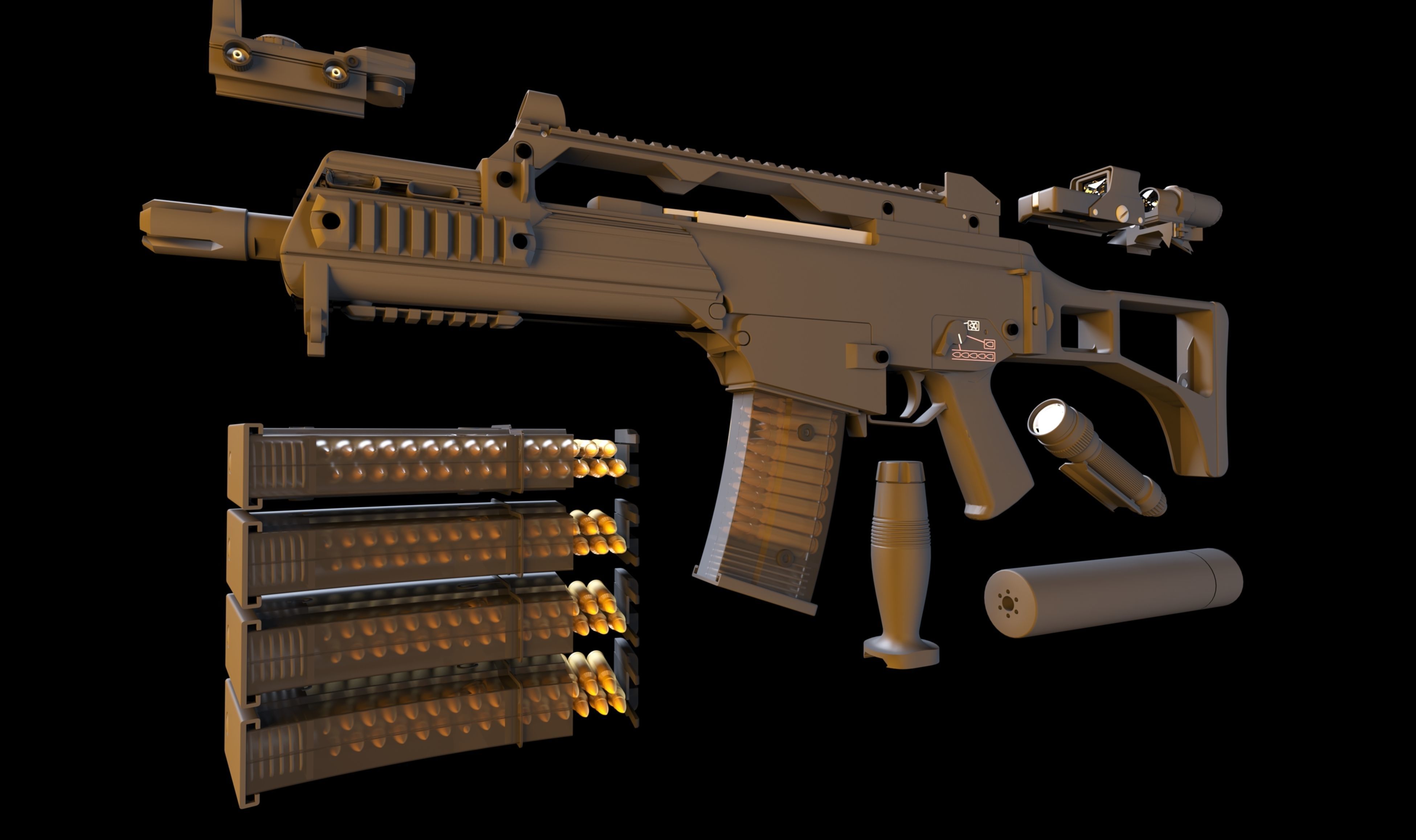 Automatic HK G36C 3D model_3