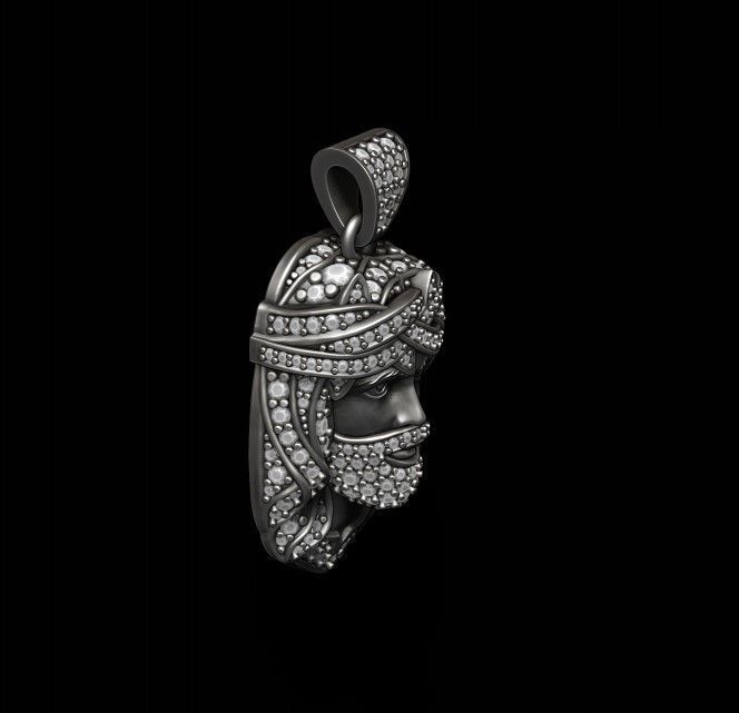 Jesus pendant thorns with gems 3D print model_4