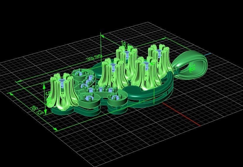 elegant set earrings and pendant with stones  and flower 3D Model Collection_14