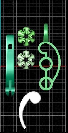 elegant set earrings and pendant with stones  and flower 3D Model Collection_21