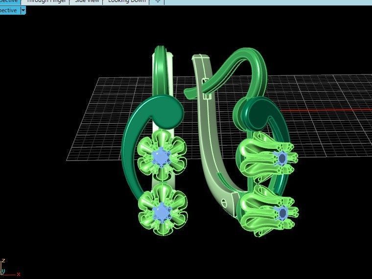 elegant set earrings and pendant with stones  and flower 3D Model Collection_26