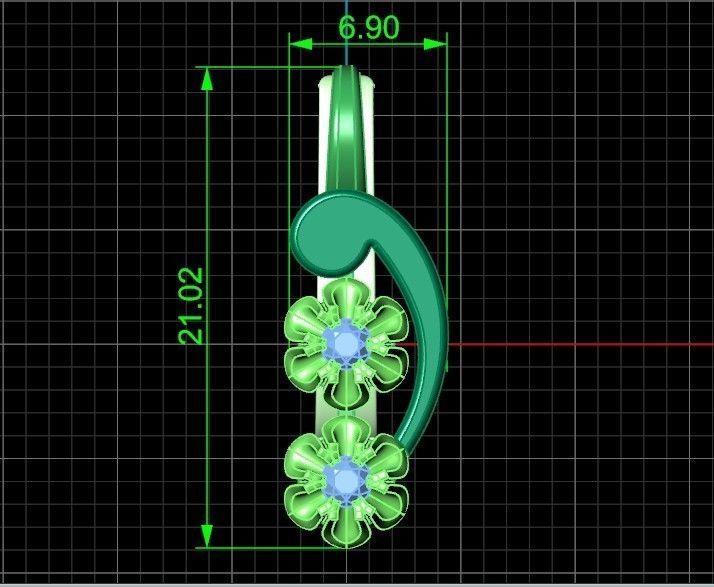 elegant set earrings and pendant with stones  and flower 3D Model Collection_36