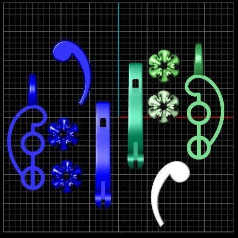 elegant set earrings and pendant with stones  and flower 3D Model Collection_24