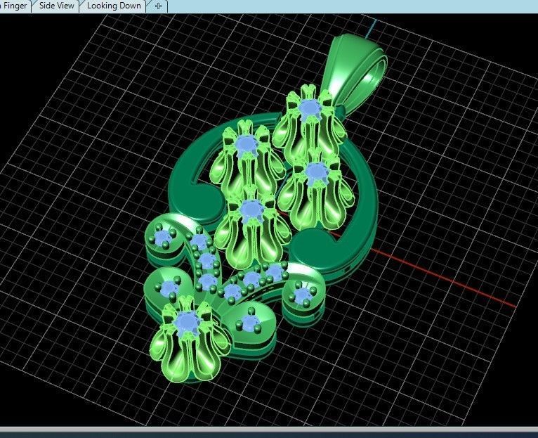 elegant set earrings and pendant with stones  and flower 3D Model Collection_17