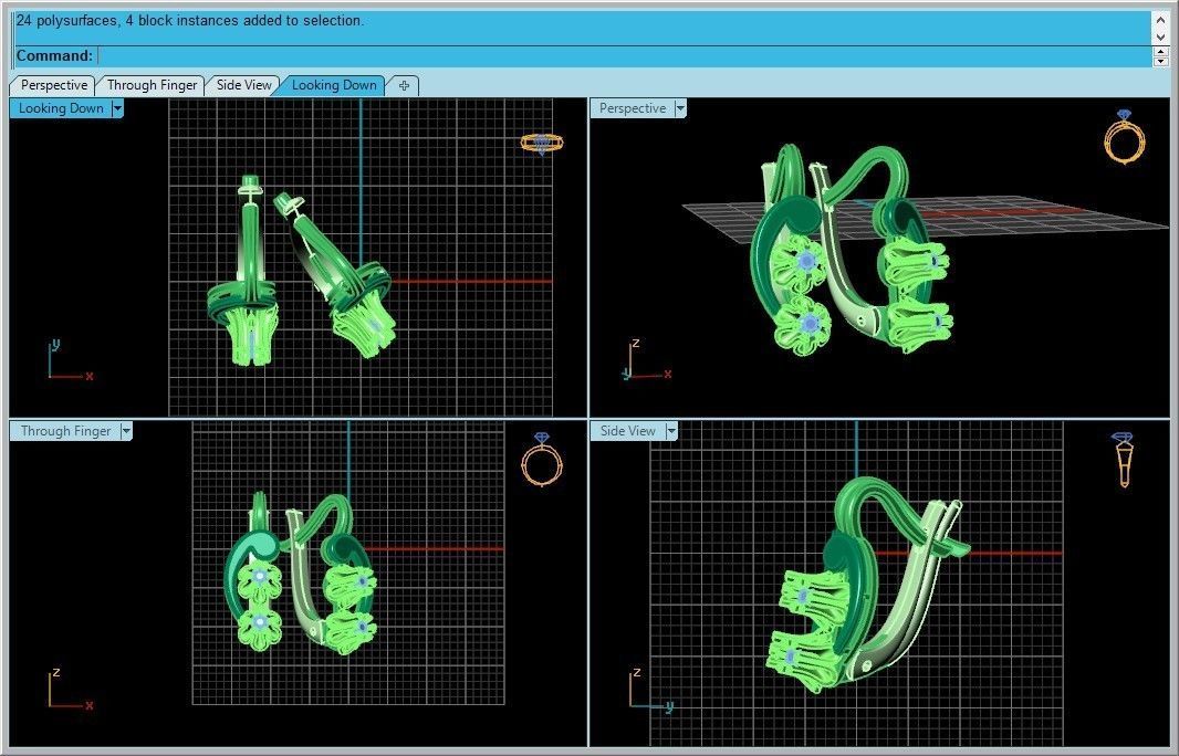 elegant set earrings and pendant with stones  and flower 3D Model Collection_32