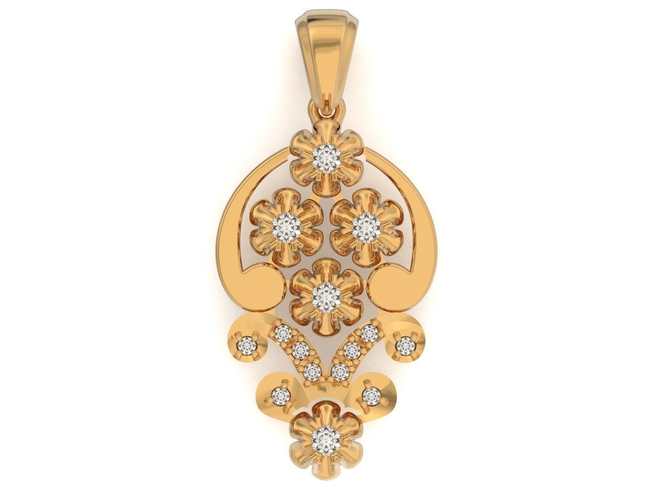 elegant set earrings and pendant with stones  and flower 3D Model Collection_37