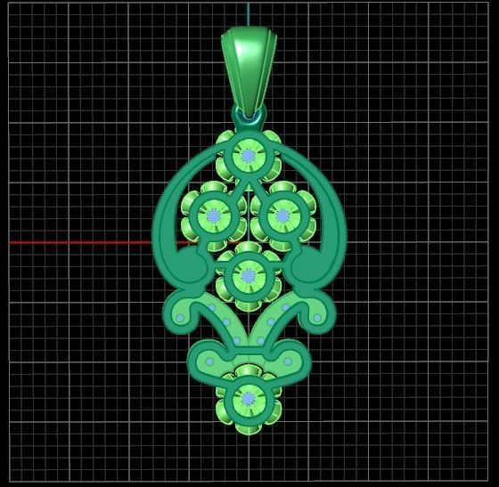 elegant set earrings and pendant with stones  and flower 3D Model Collection_7