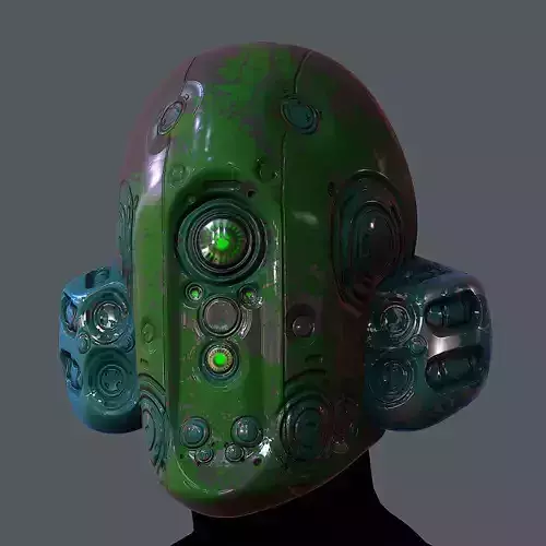 Gas mask helmet 3d model scifi Low-poly 