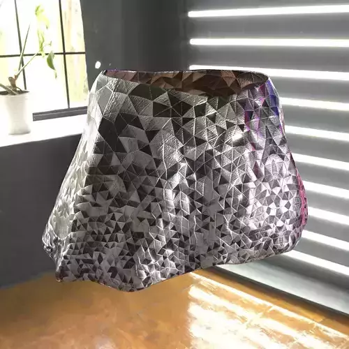 Miniskirt silver paper sculpture