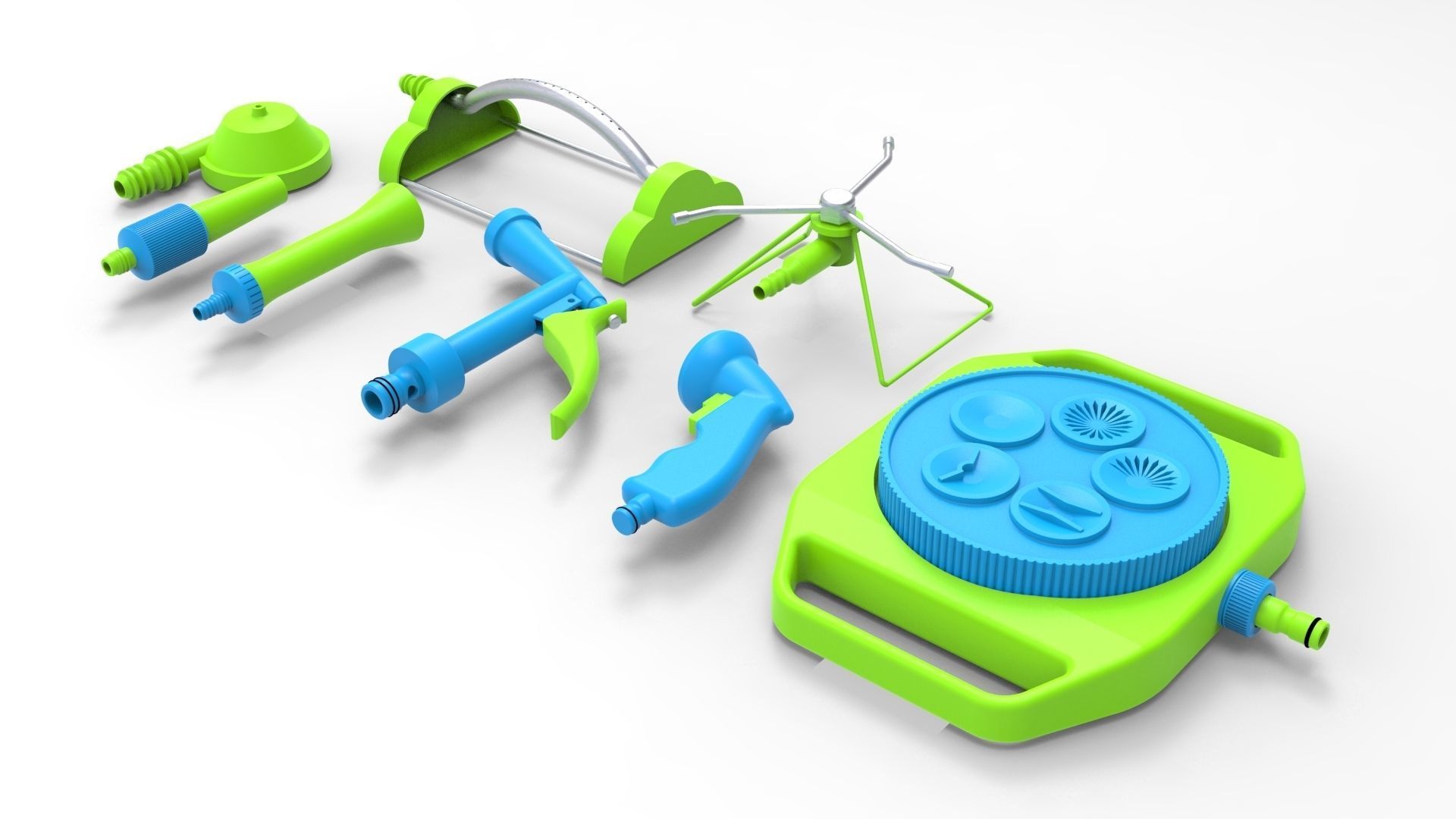 Sprinklers garden tool set 3D model_1