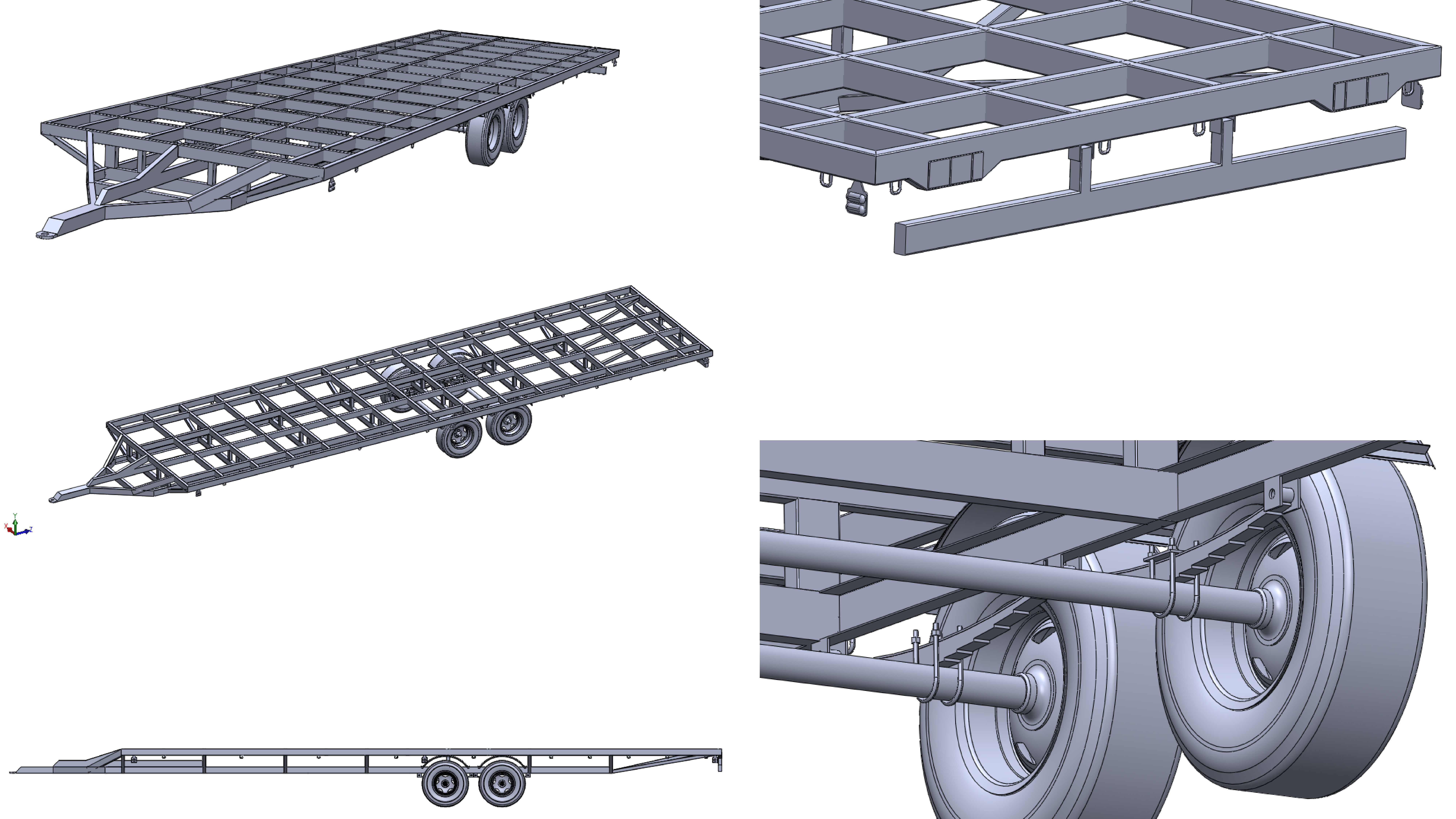 Flat Bed Trailer 3D model_6
