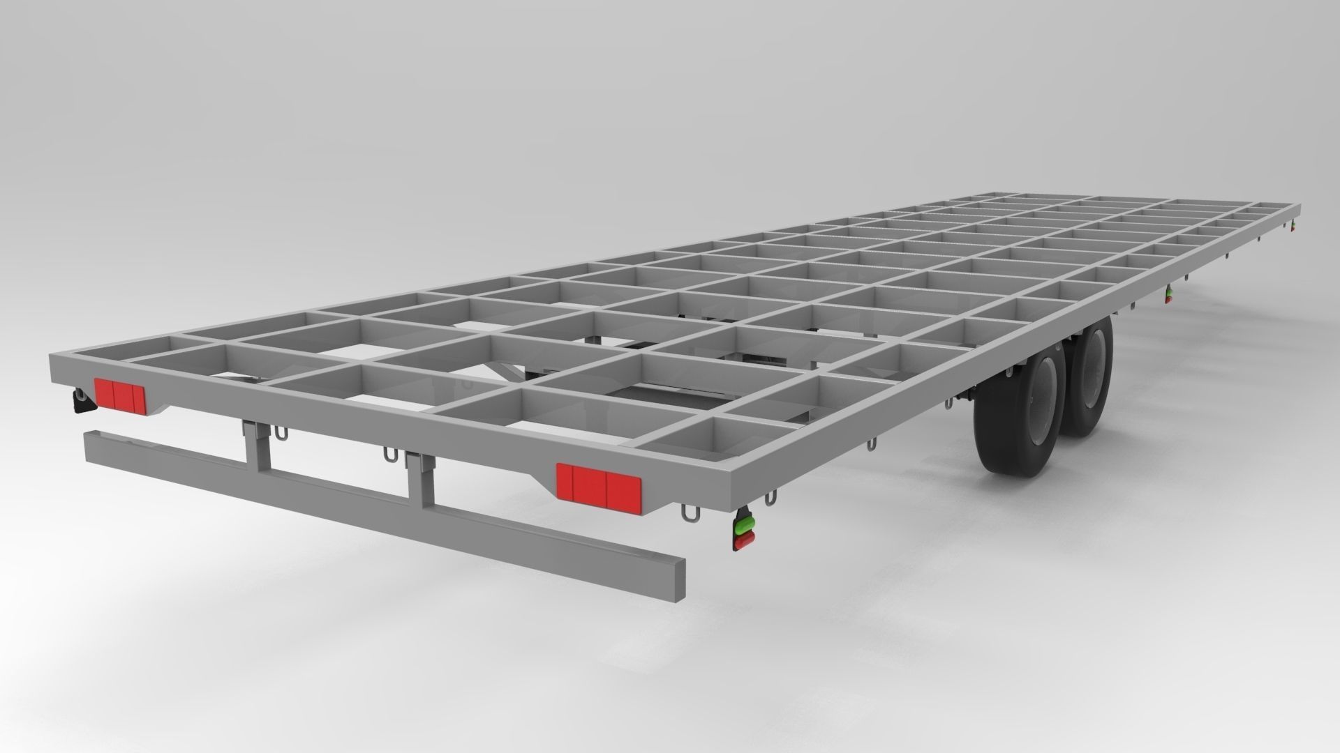 Flat Bed Trailer 3D model_4
