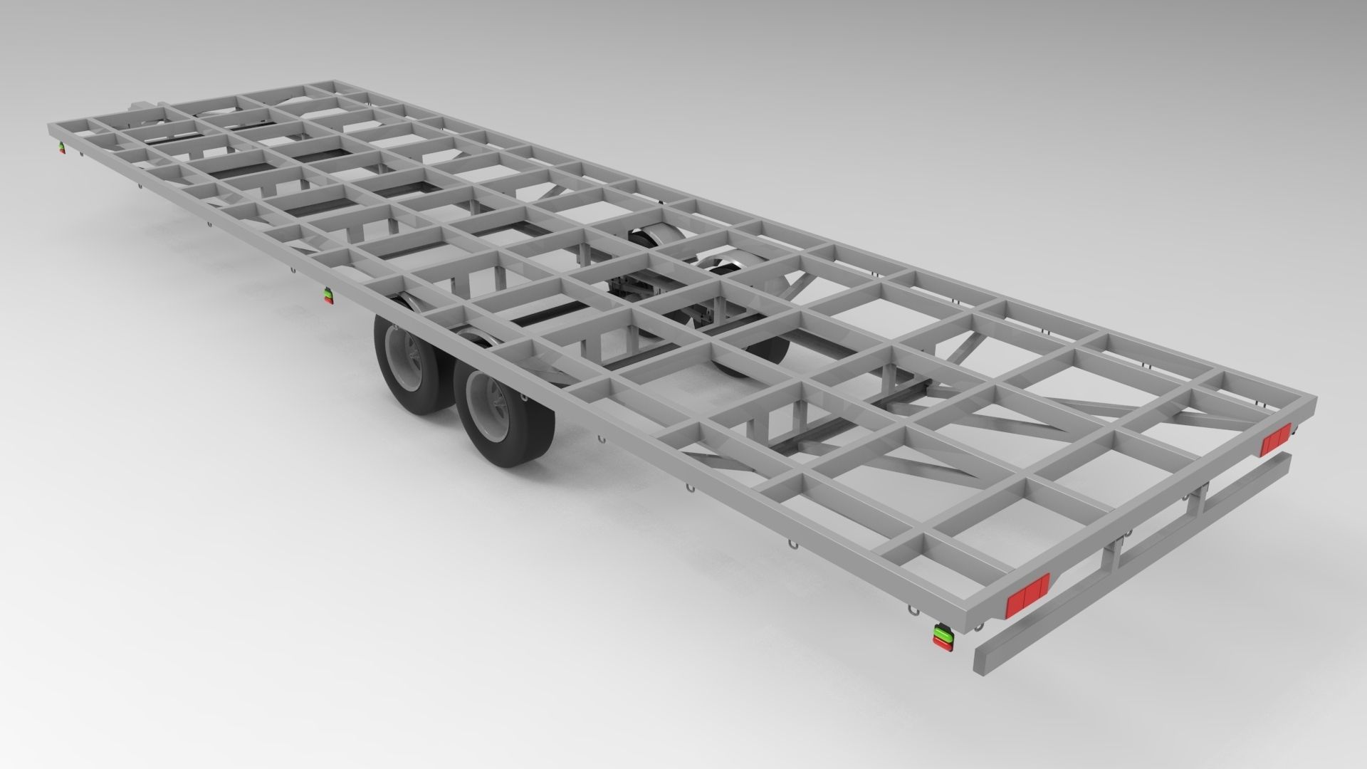 Flat Bed Trailer 3D model_3