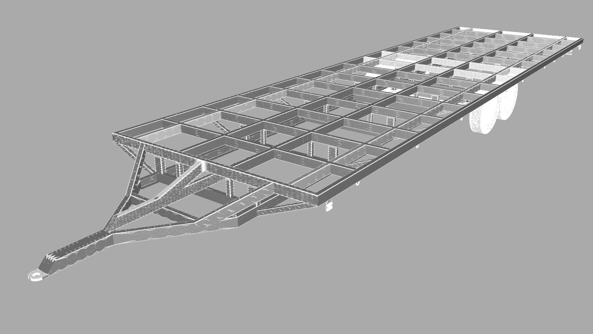 Flat Bed Trailer 3D model_5