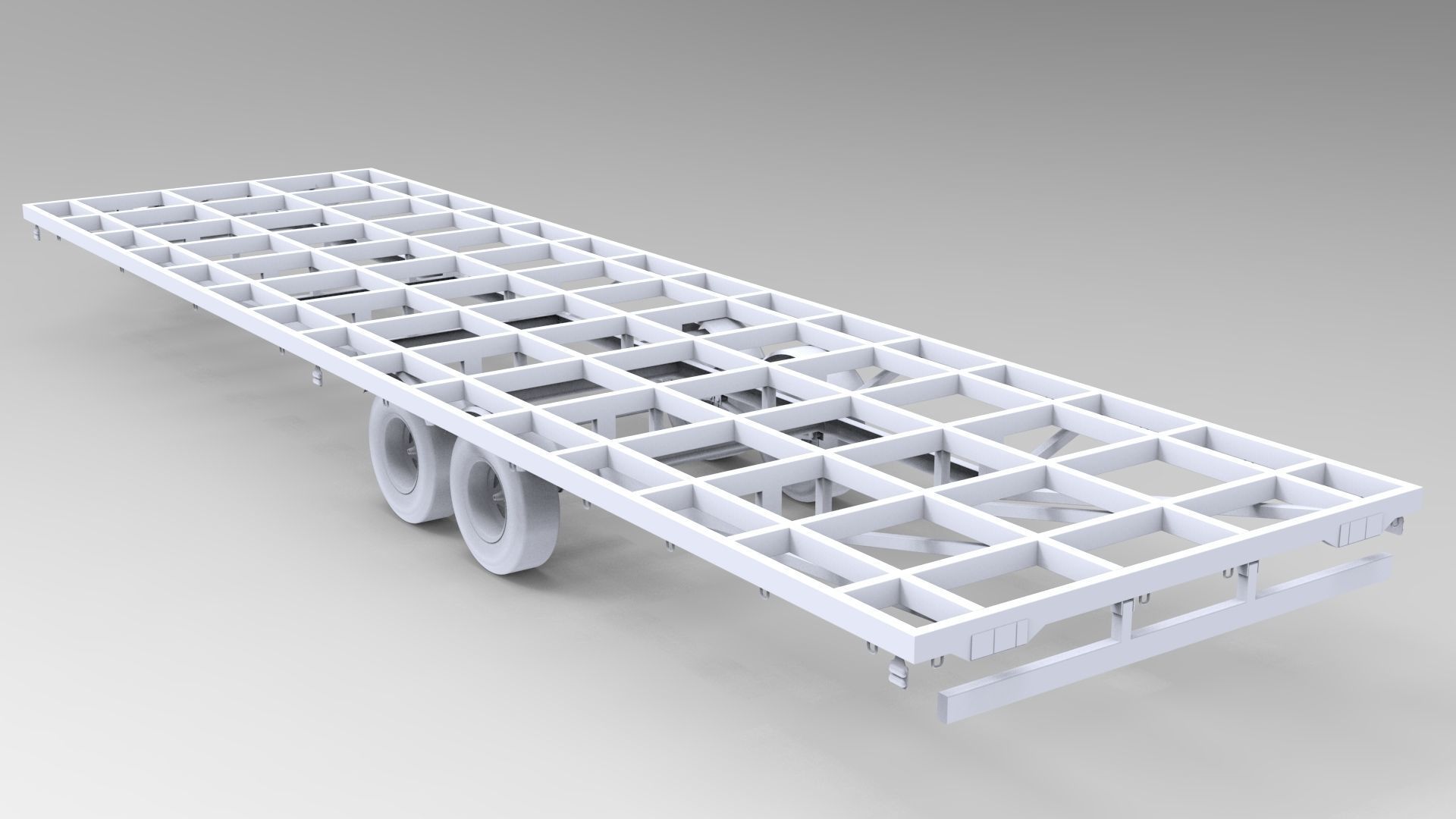 Flat Bed Trailer 3D model_1