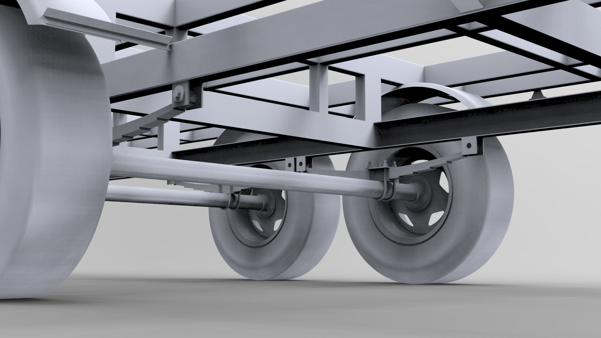 Flat Bed Trailer 3D model_2