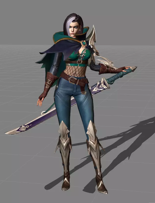 benedetta 3d female character holding sword 3D model_0