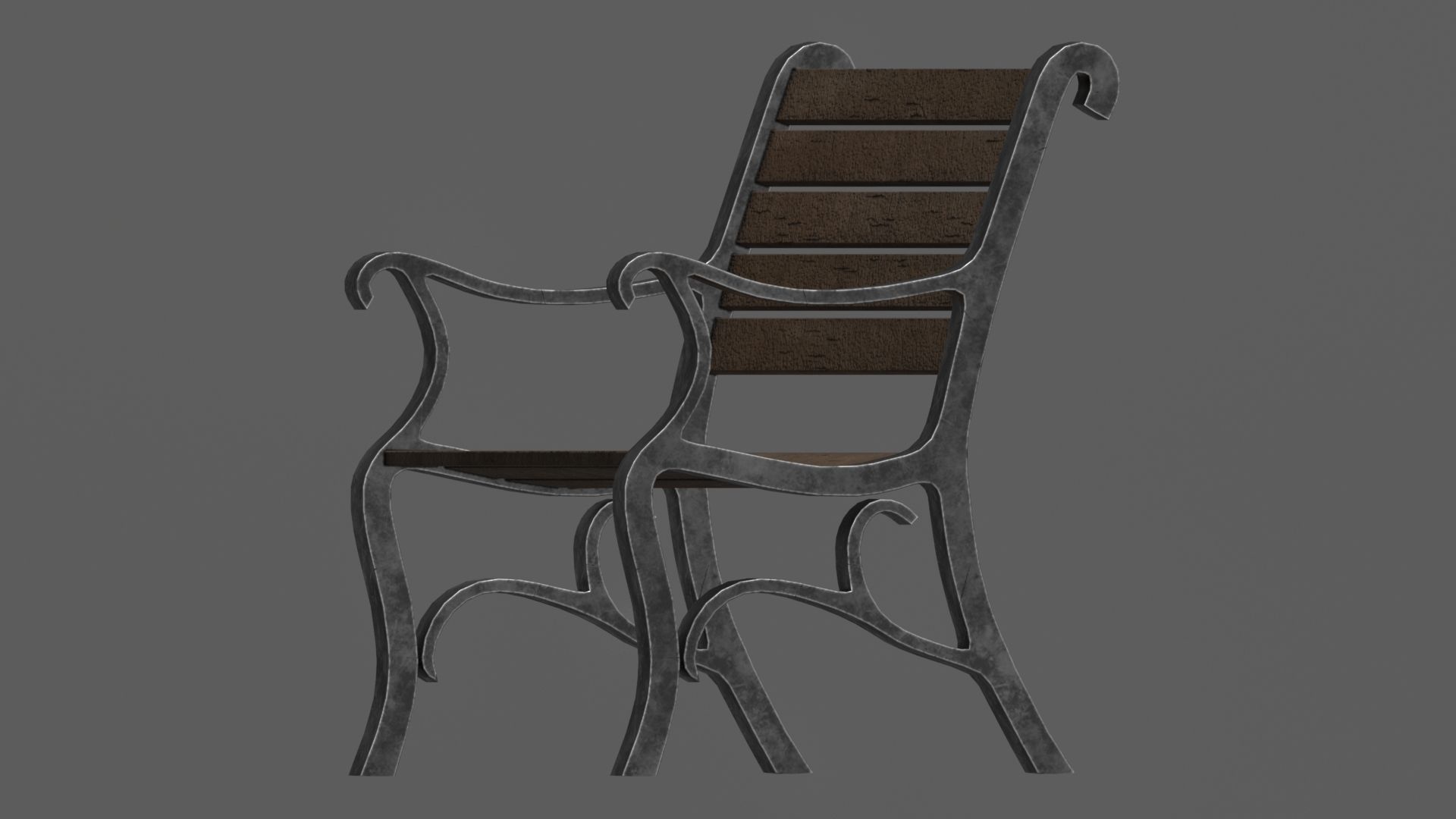 Park Bench Low-poly 3D model_5