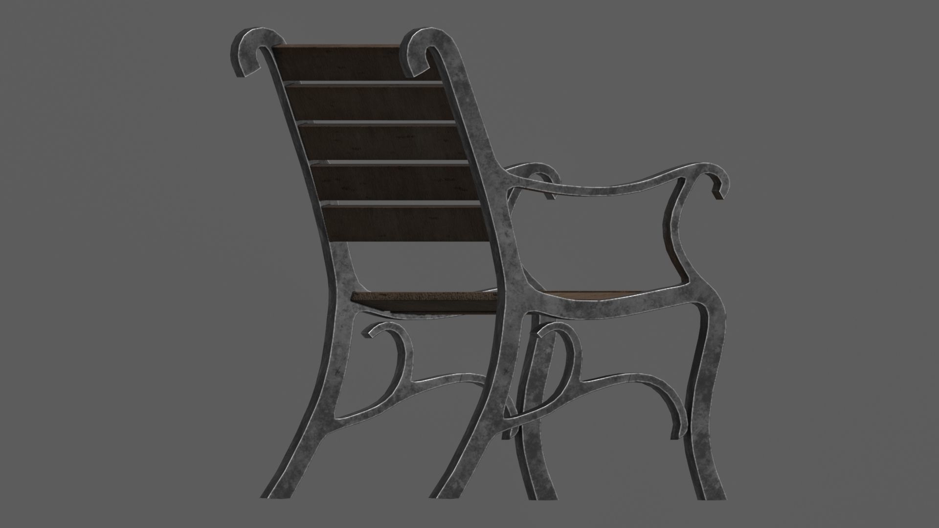 Park Bench Low-poly 3D model_12