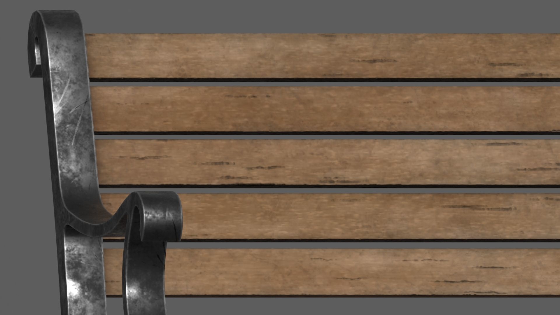 Park Bench Low-poly 3D model_15