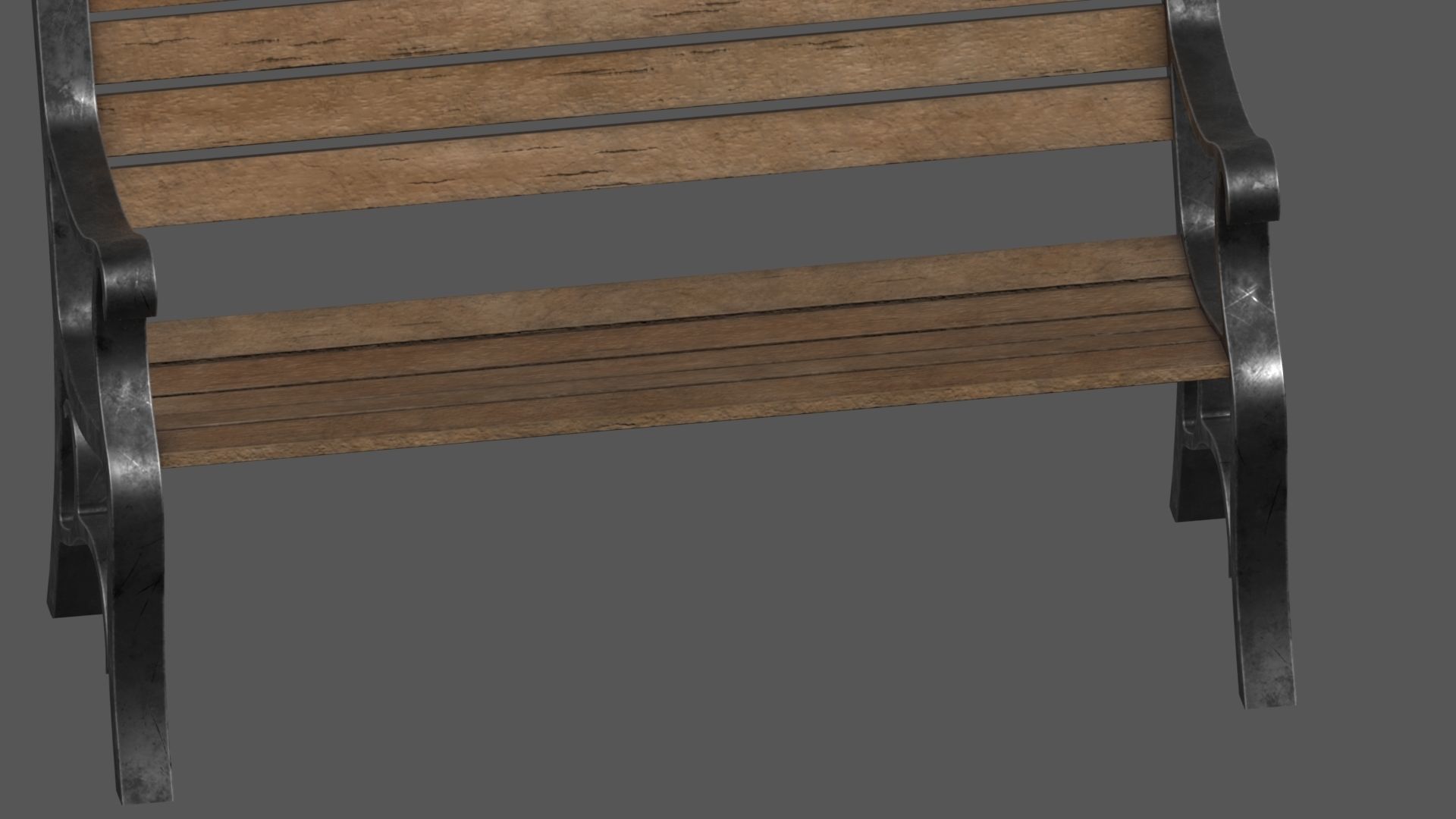 Park Bench Low-poly 3D model_17