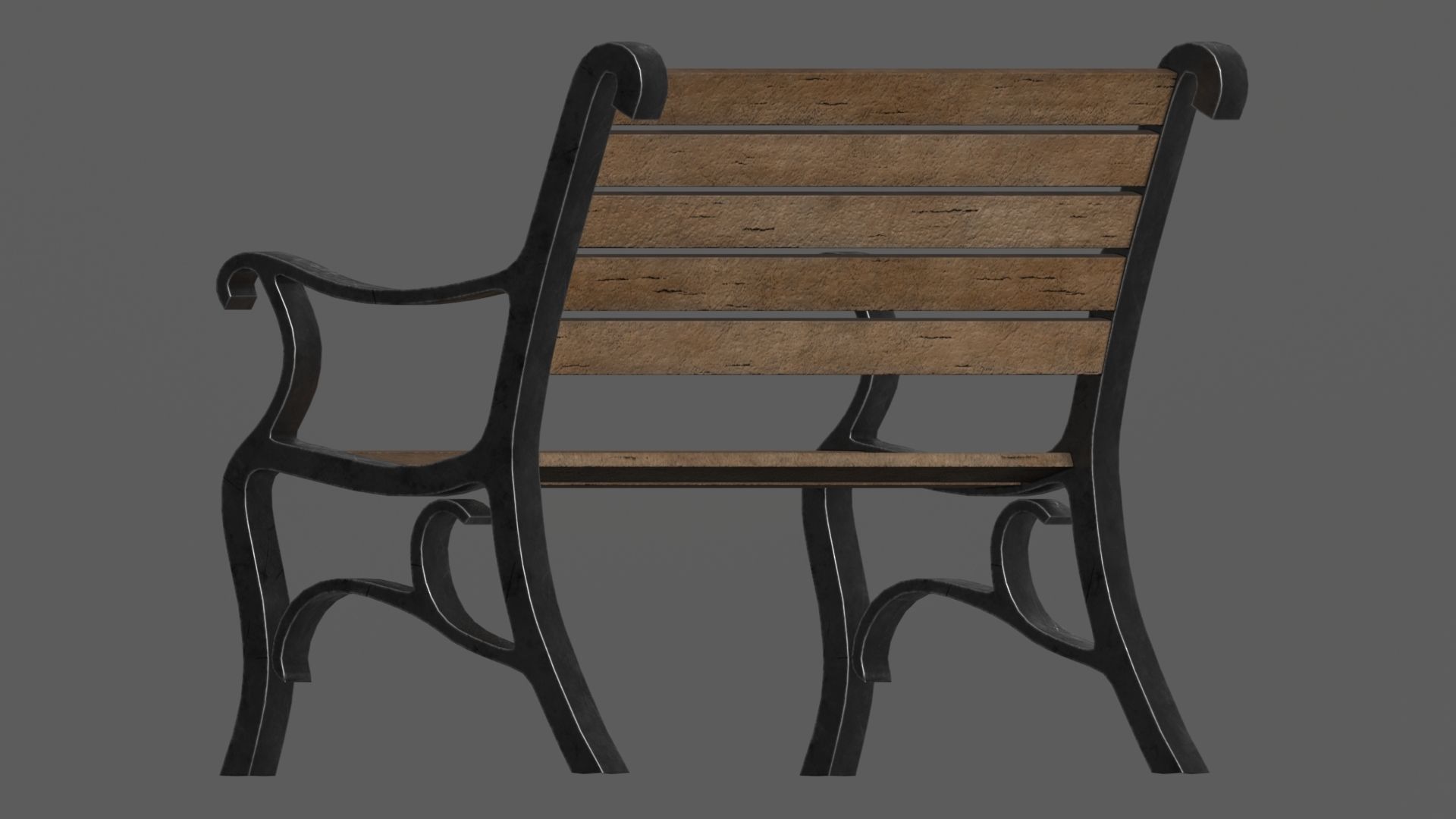 Park Bench Low-poly 3D model_7