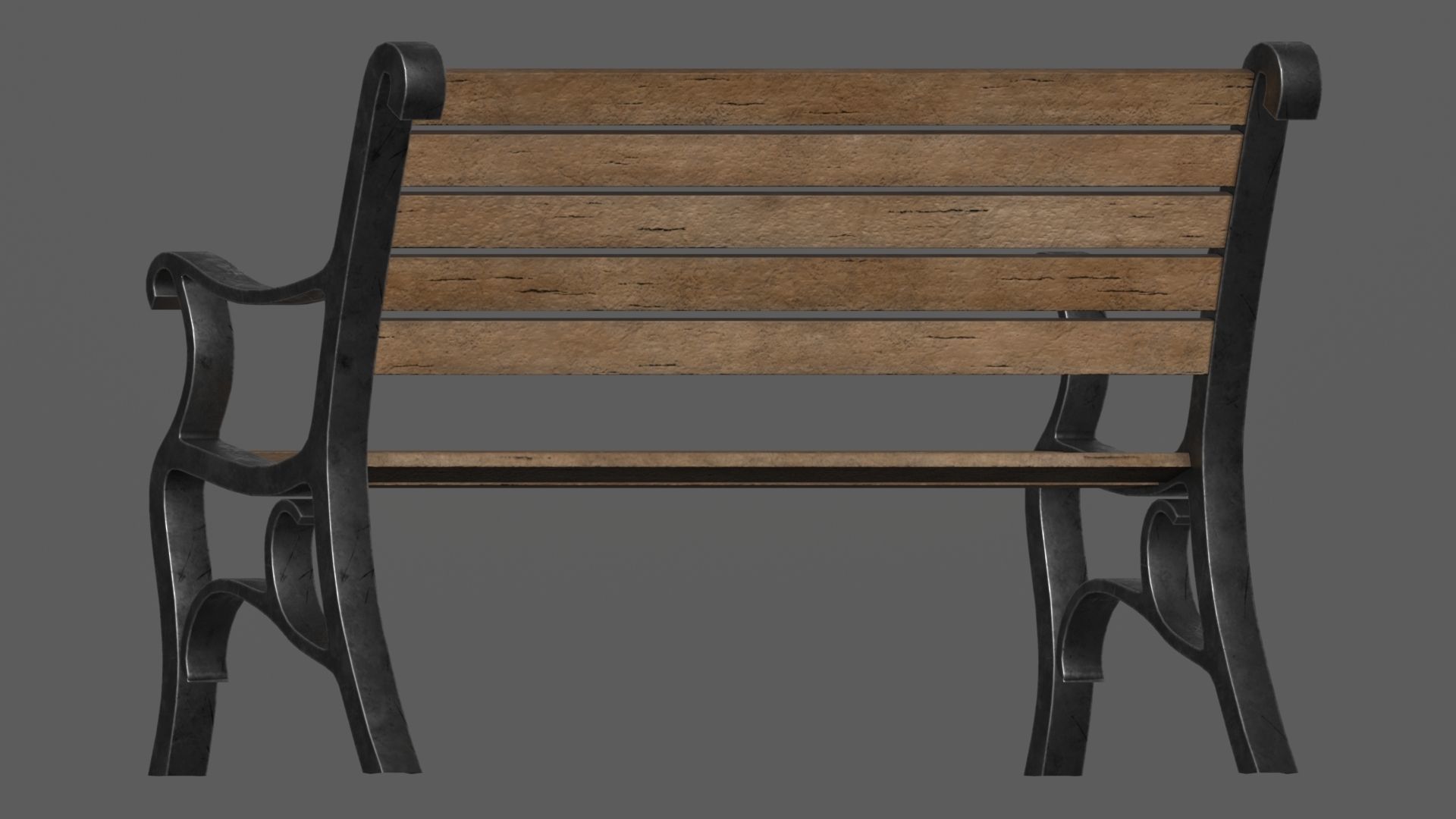 Park Bench Low-poly 3D model_8