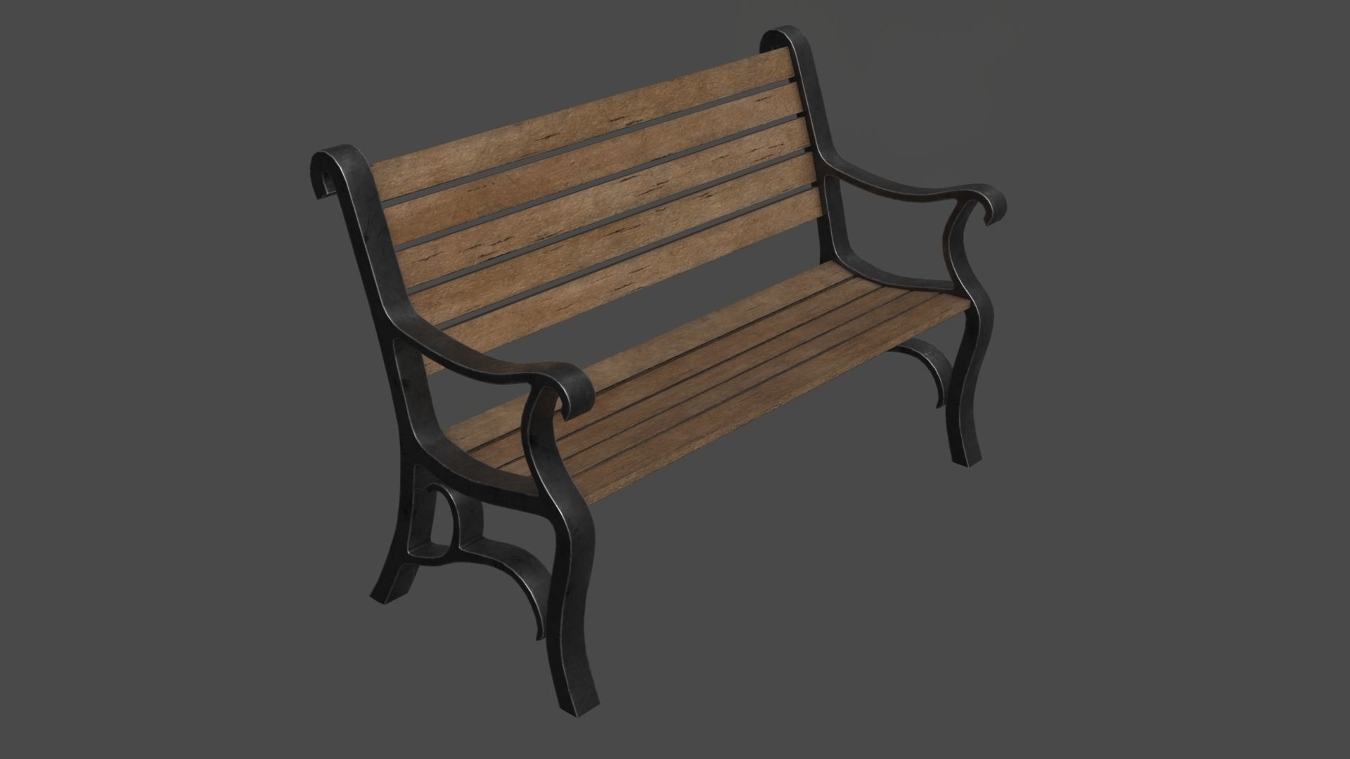 Park Bench Low-poly 3D model_14